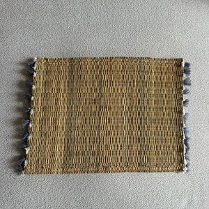 Set of 8 Handmade Bamboo Placemats – Natural Woven Straw, Tassel Edge  – New